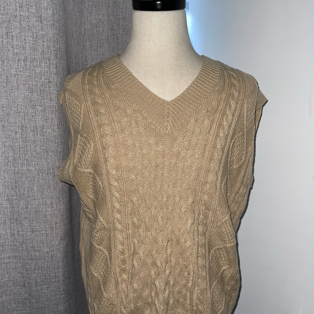 Tan Cable Knit Vest